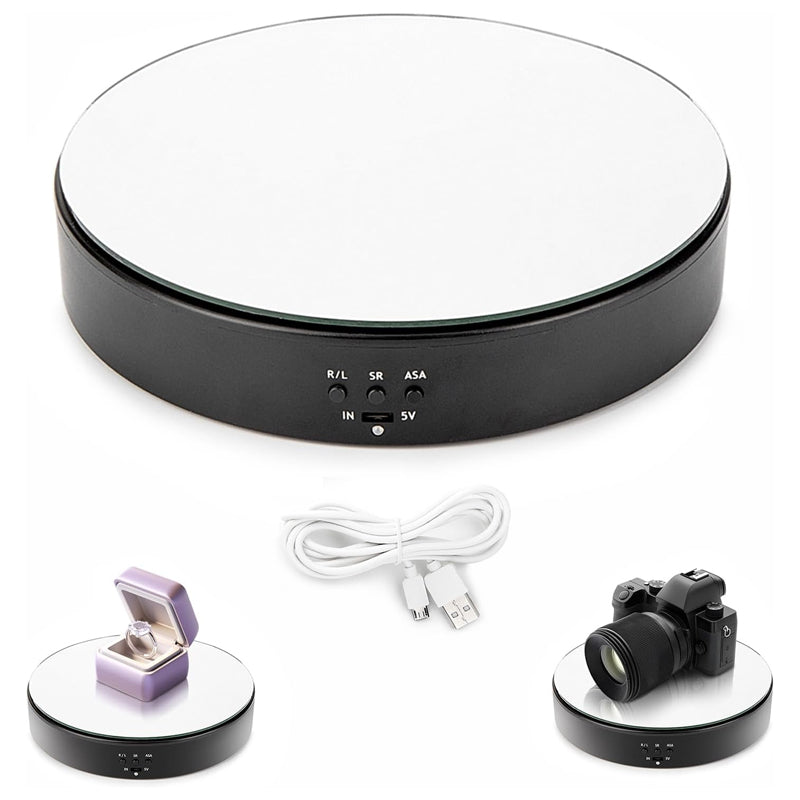 Soporte giratorio motorizado Untsmart con espejo superior de 7.7" con rotación de 360 ​​grados y ángulo ajustable para fotografía, video y exhibición de productos. Imagen secundaria del producto