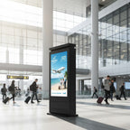 Floor standing digital signage totem on city street outdoor commercial advertising