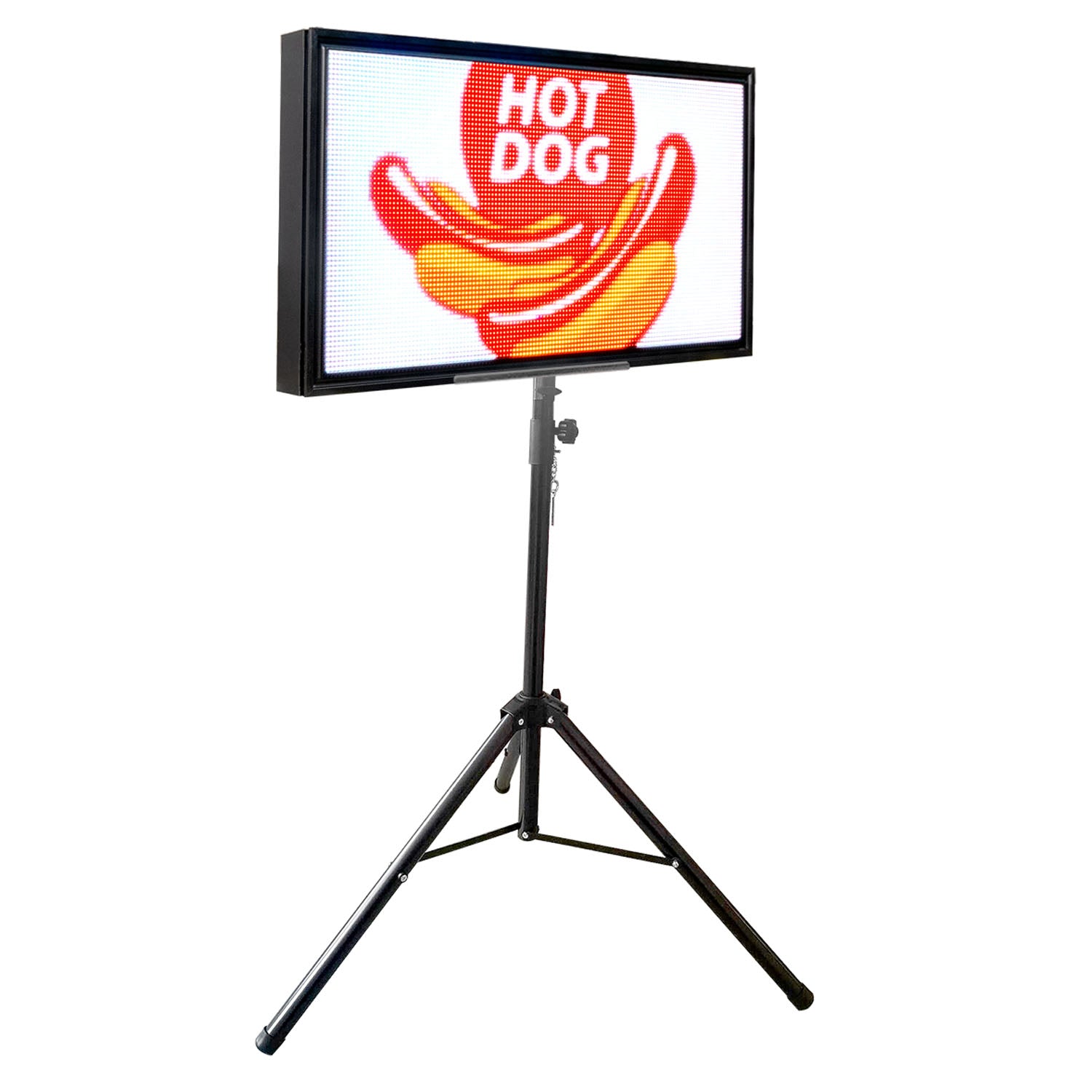 Digital display screen on a stand with 'Hot Dog' graphic Main image