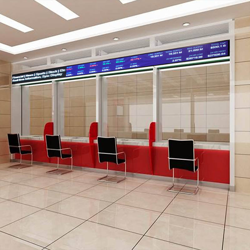 Indoor LED ticker tape displays