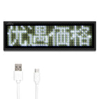 LED Name Badge White Scrolling Text Sign with Safety Pin USB Rechargeable