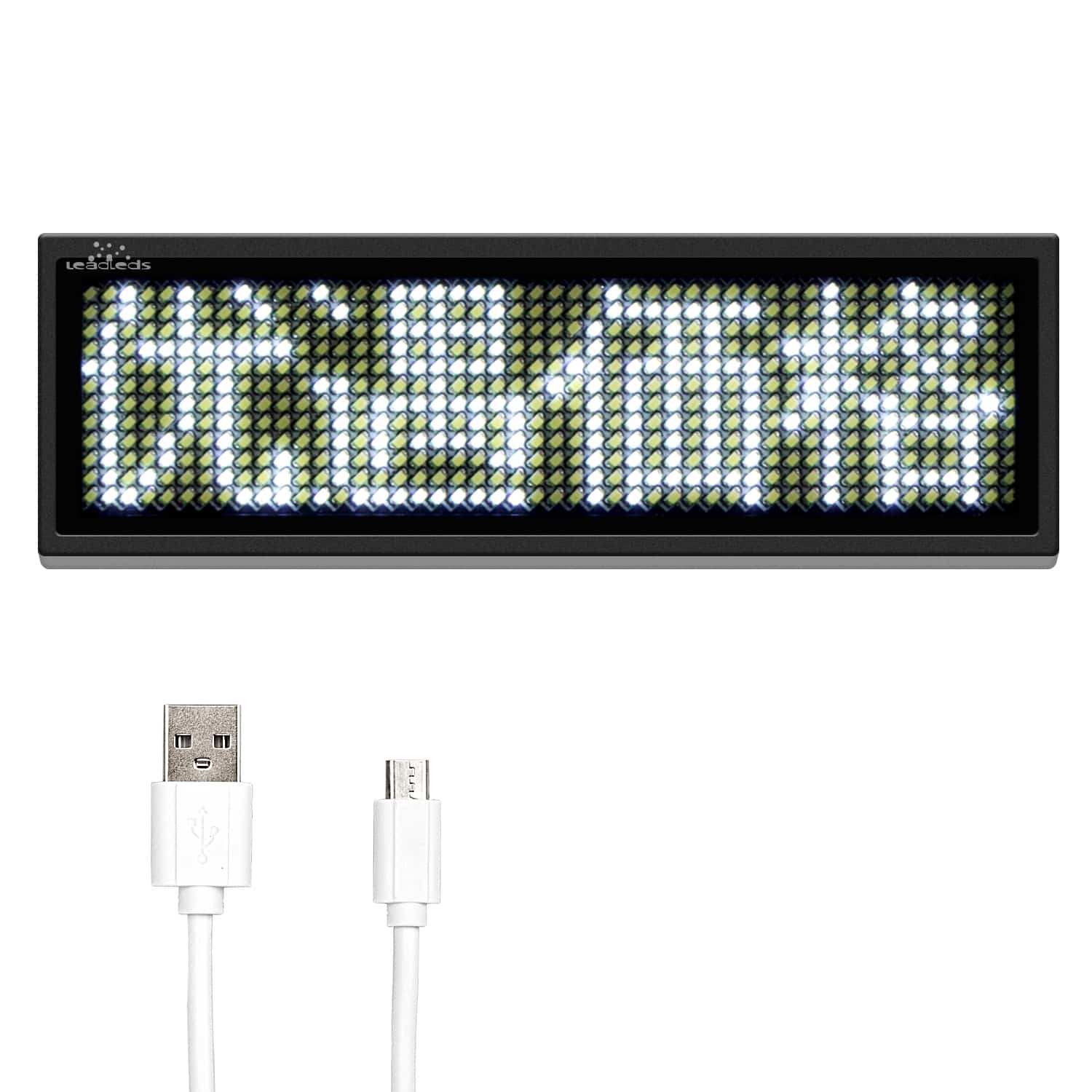 LED Name Badge White Scrolling Text Sign with Safety Pin USB Rechargeable