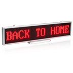 LED sign displaying 'BACK TO HOME' 