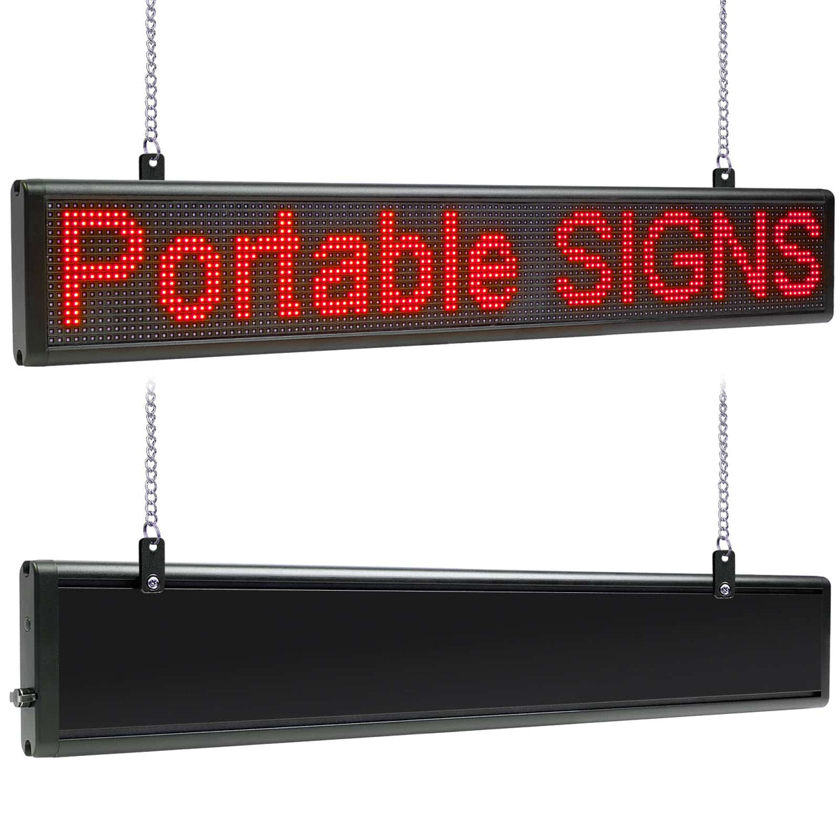 Leadleds 25 inch scrolling LED sign displaying red text