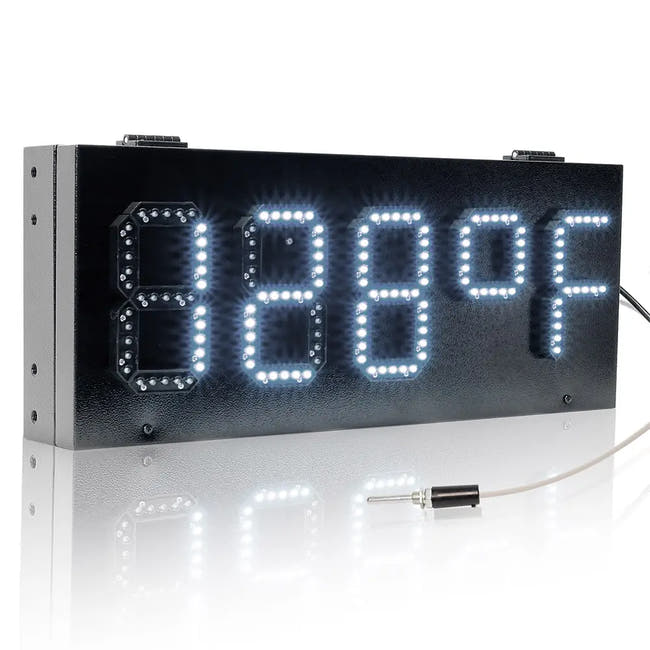 Leadleds 5-Digit Outdoor LED Temperature Display Sign Fahrenheit Red 7-Segment Thermometer  Imagen secundaria del producto