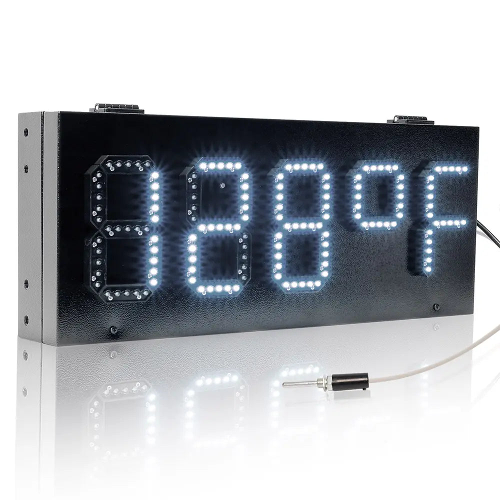 Leadleds 5-Digit Outdoor LED Temperature Display Sign Fahrenheit Red 7-Segment Thermometer 