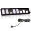 Leadleds 9 inch programmable LED scrolling message board showing white dot matrix equalizer display with USB power cable