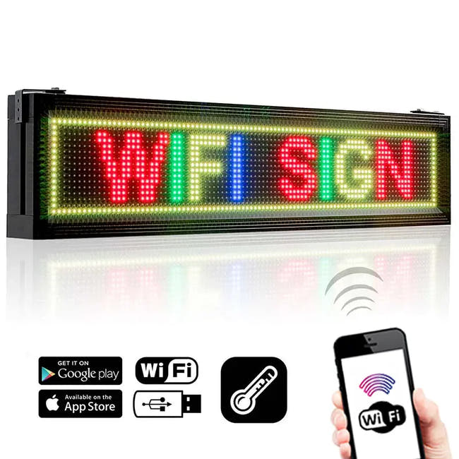 Leadleds Full Color RGB Outdoor LED Scrolling Sign 41x9.5in WiFi USB Programmable Message Board Secondary image