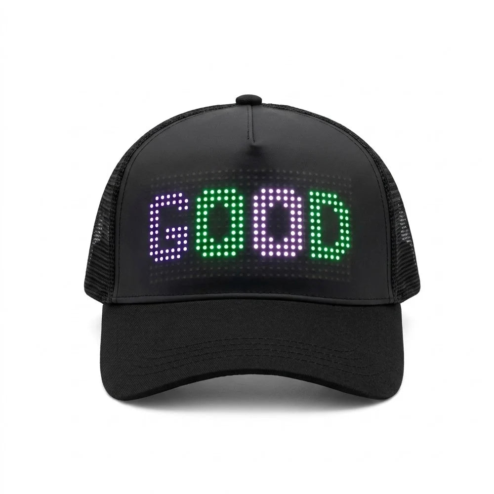 Leadleds LED Display Cap 7 Color Scrolling Message Hat Bluetooth App Controlled for Adults 