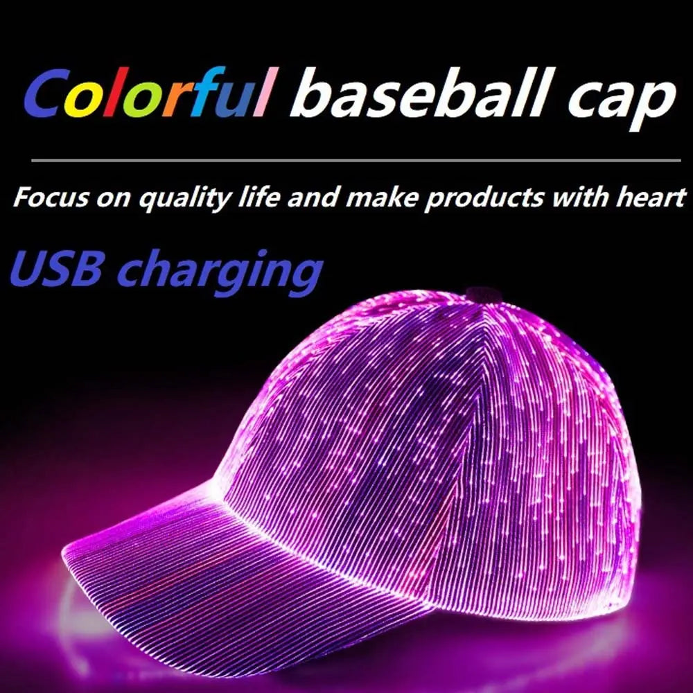 Leadleds Luminous LED Cap Red Green Blue Purple White Light Hat