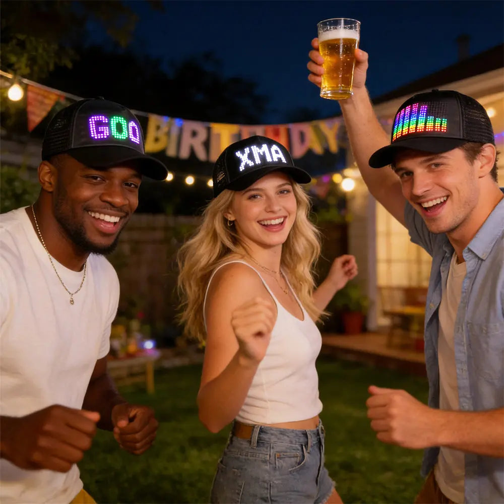 Leadleds Programmable LED Baseball Cap Showing Custom Text GOOD Multicolor Display Bluetooth Wireless Control Hat