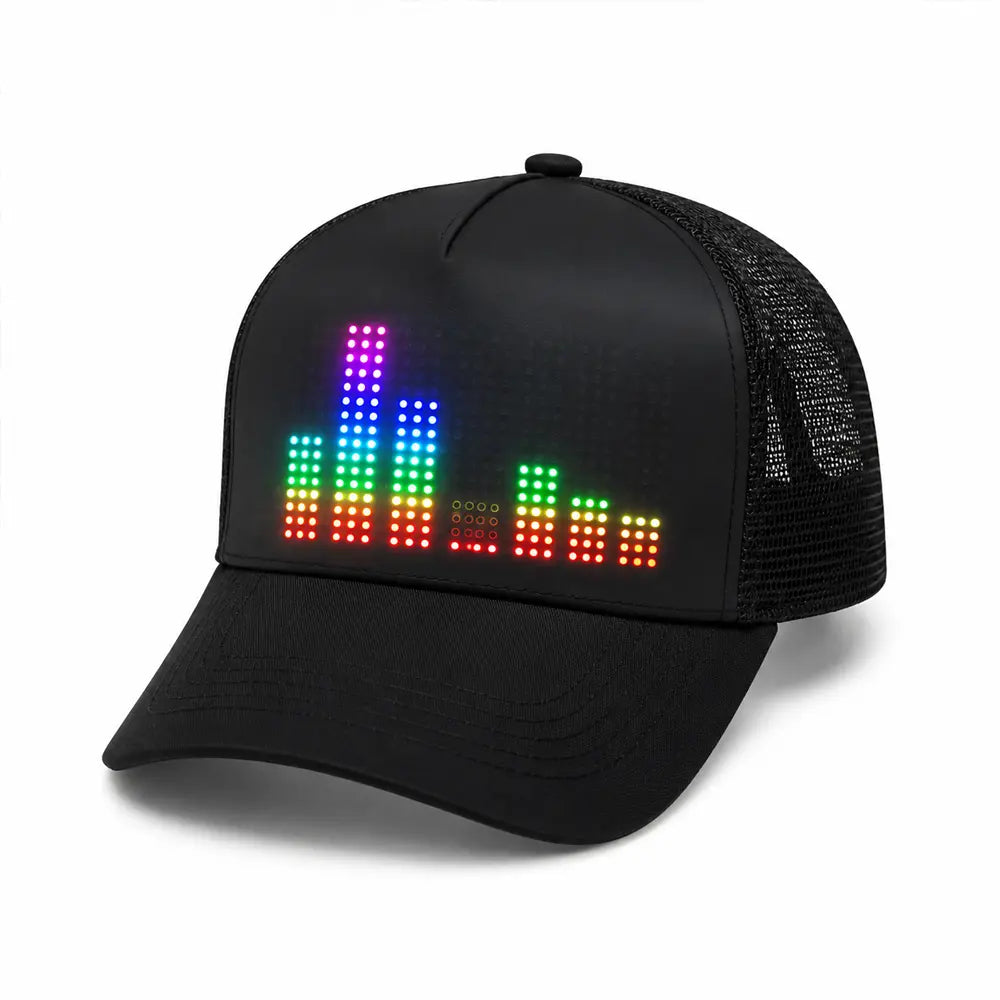 Leadleds Programmable LED Baseball Cap Bluetooth Scrolling Text Display Hat 7 Colors