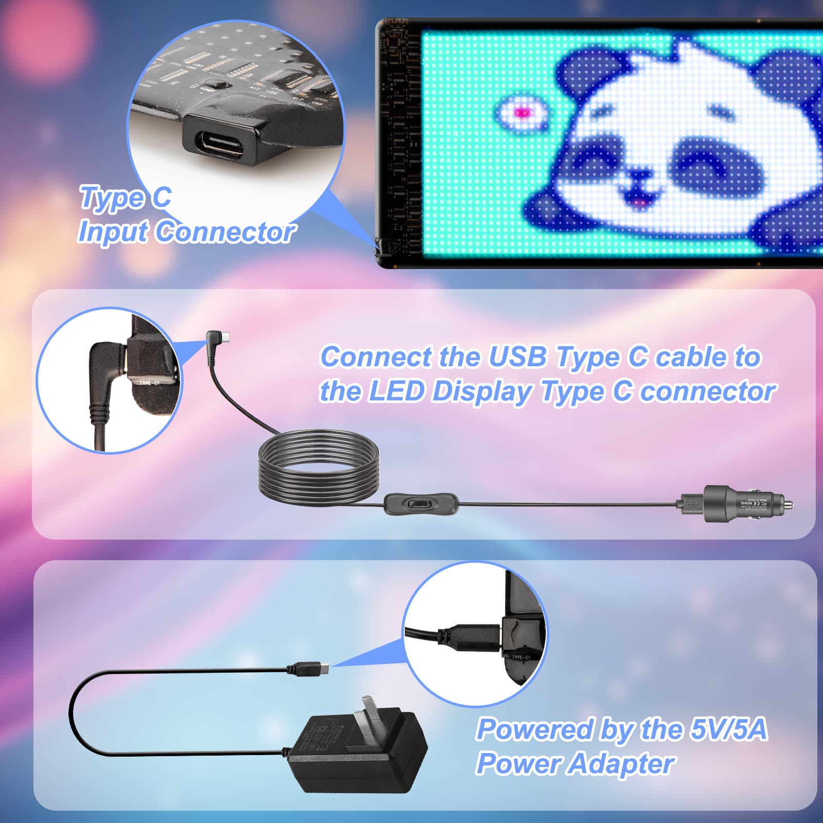 Leadleds USB LED sign powered by power bank for camping and outdoor party