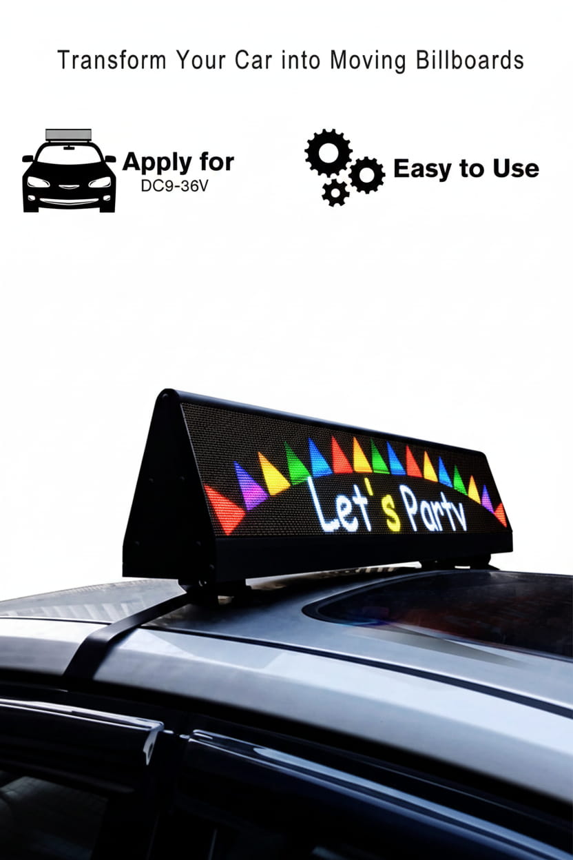 Car roof-top sign with LED display 