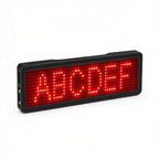 Leadleds blue programmable LED badge displaying VIP text and custom crown icon on 11x44 matrix screen