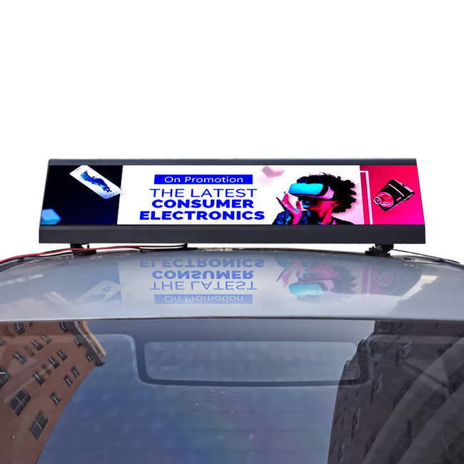 Leadleds double-sided car roof LED sign silver-white and black aluminum frame comparison WiFi USB 4G programmable Main image