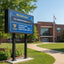 Leadleds outdoor LED sign at school entrance showing announcements