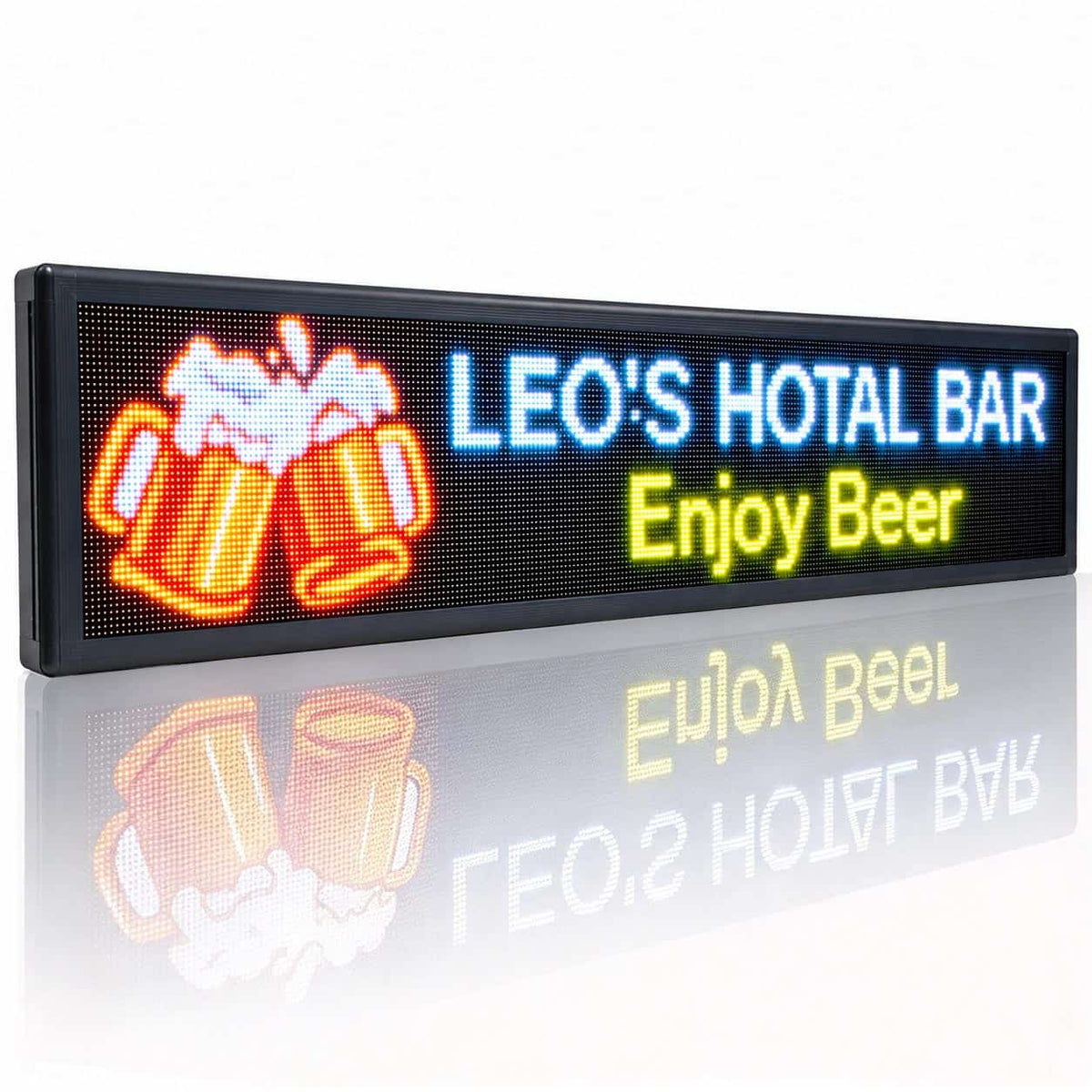 Leadleds outdoor programmable LED advertising display screen showing custom full color graphics and text