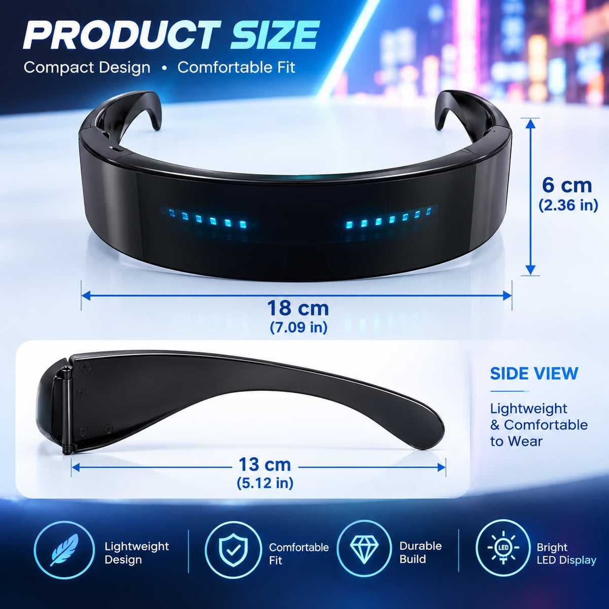 Leadleds rechargeable LED glasses for party outfits