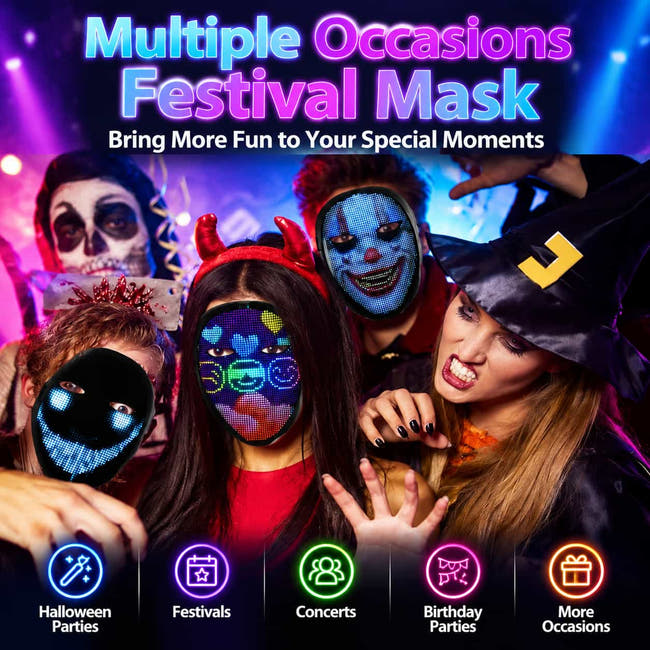 Luminous full color light up smart mask for Halloween costumes, cosplay events, and parties Secondary image