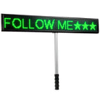 Multi-color programmable LED display board showing custom dynamic advertising messages