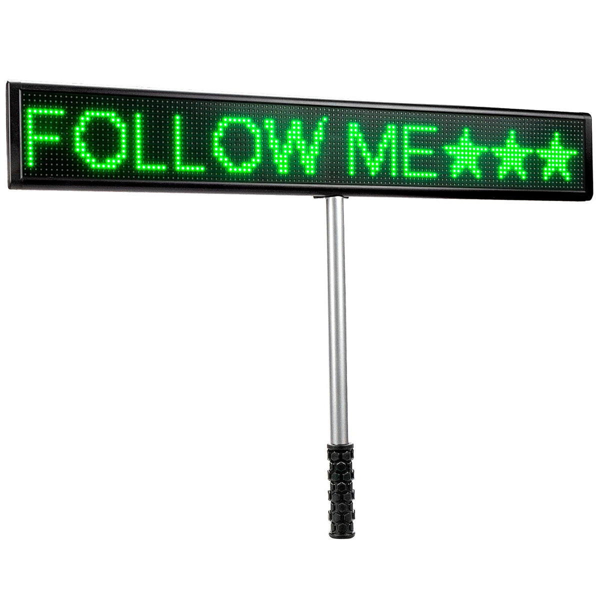 Multi-color programmable LED display board showing custom dynamic advertising messages