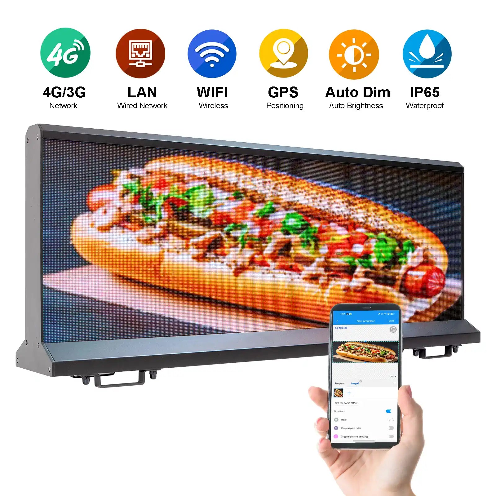 P2.5 LED taxi roof display with high brightness