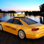 P2.5 dual-sided LED vehicle roof sign with 5000-nit brightness, readable in direct sunlight