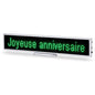 Leadleds Personal LED Sign displaying Joyeuse anniversaire – rechargeable programmable multilingual portable text display