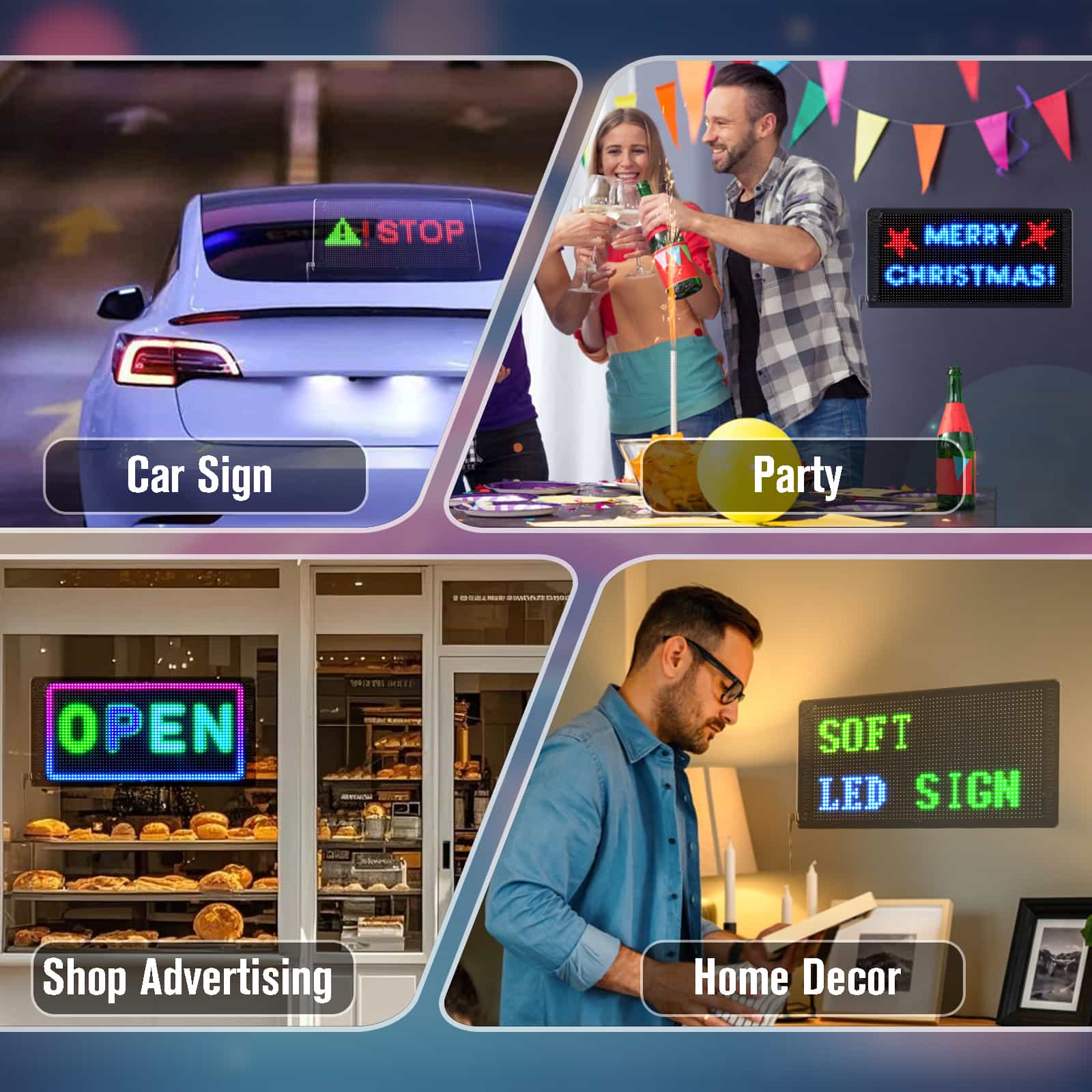 Portable flexible LED advertising poster for retail storefront window display