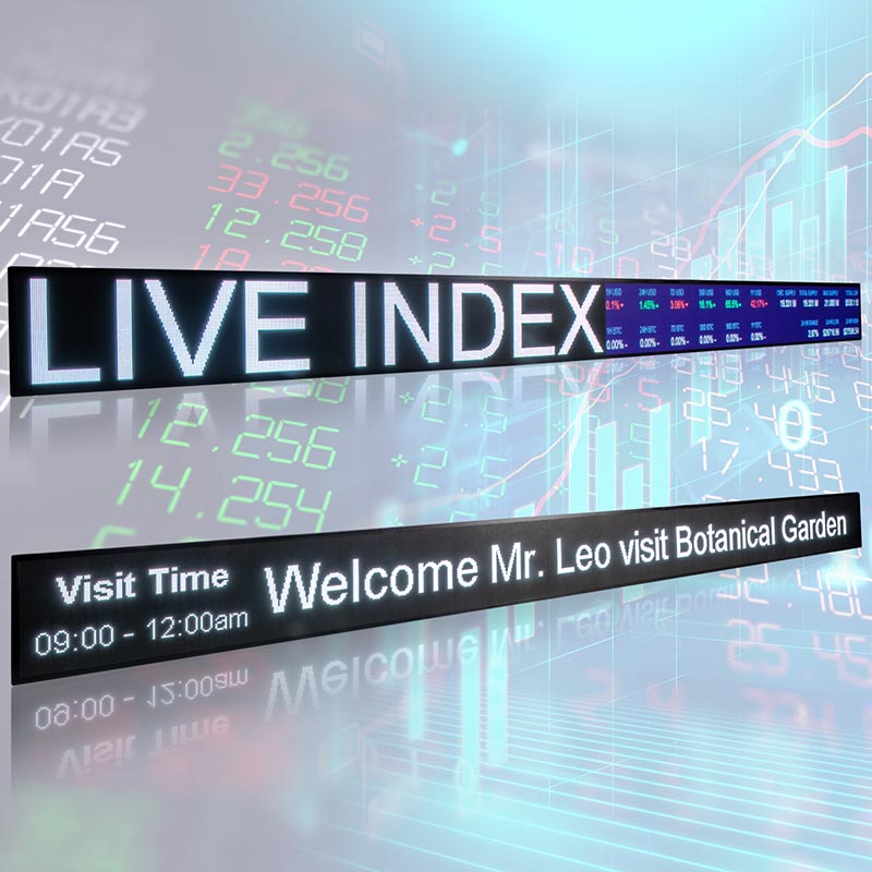 Professional LED Ticker Tape Display Board Real-Time Stock Market Financial News RGB Digital Signage