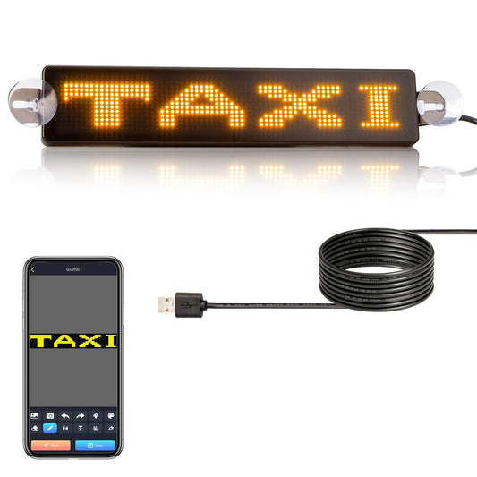 LED taxi sign with smartphone app and USB cable