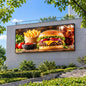Programmable P4 outdoor LED message sign showcasing full color digital advertising graphics and video playback