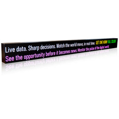 Black rectangular sign with white text on a white background