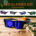 Rechargeable smart LED glow glasses with durable black frame and high-brightness animated display matrix