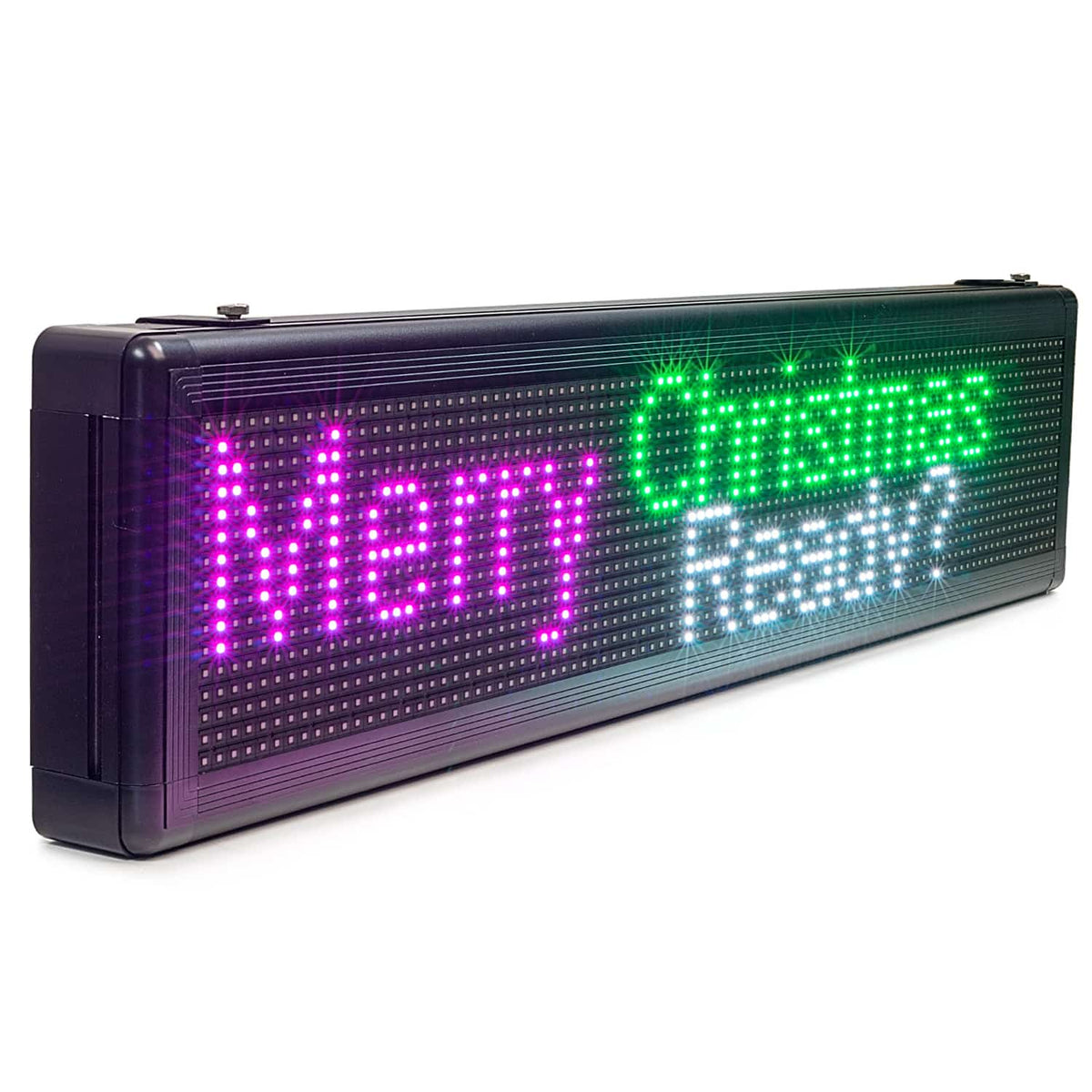Smart outdoor LED storefront sign controlled by iOS and Android mobile app