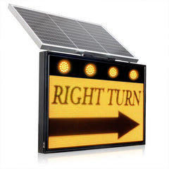 Solar Street Sign with construction yellow flashing