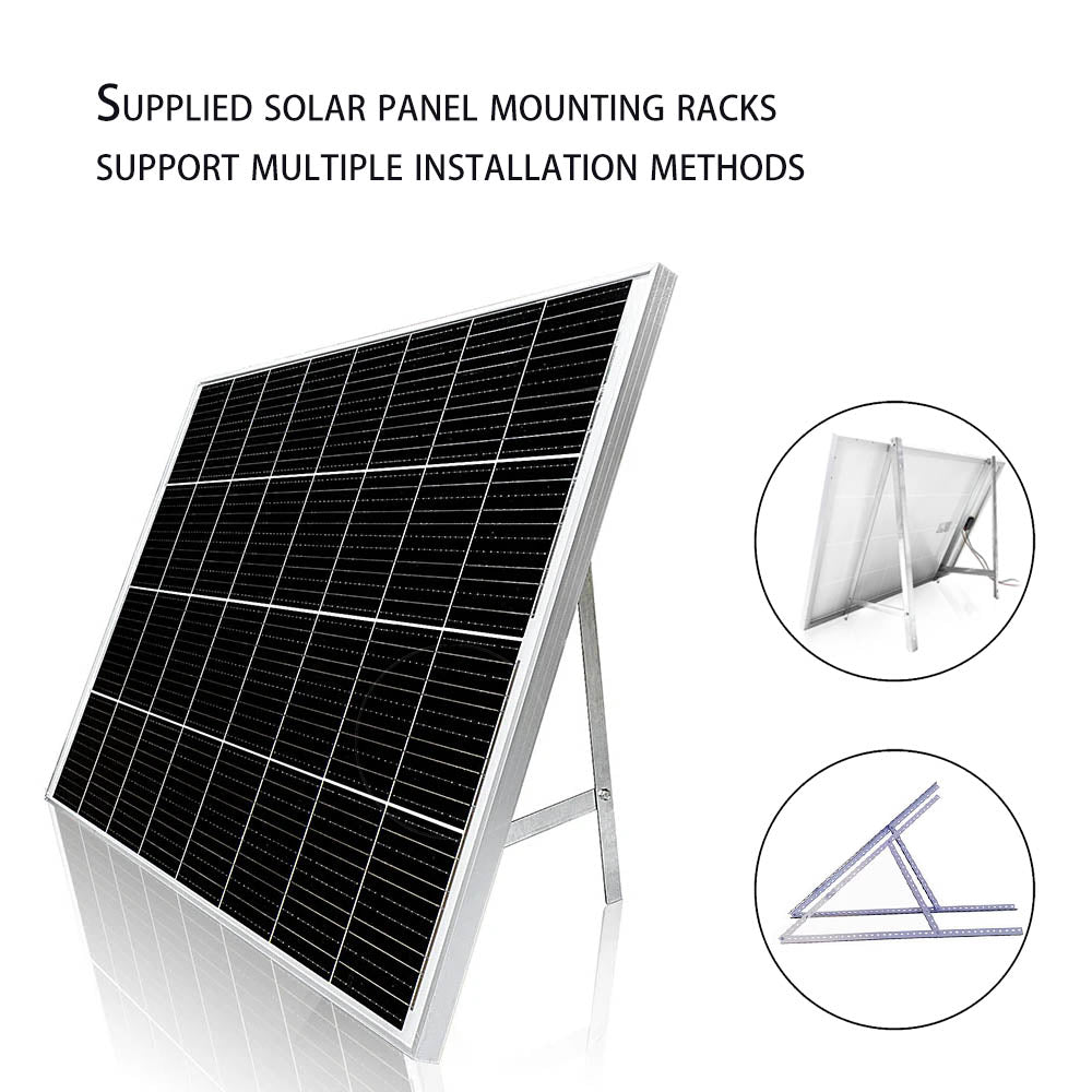 Solar panel with mounting racks