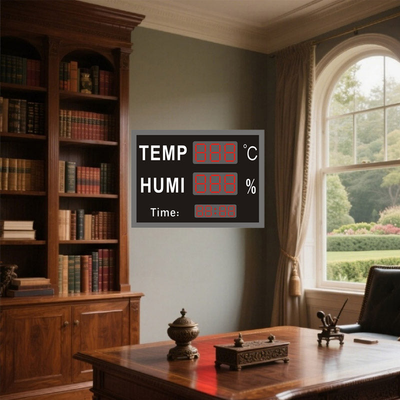 Humdity Signage Leadleds Wall Mount Thermohygrometer Clock Industrial Temperature Humi ...