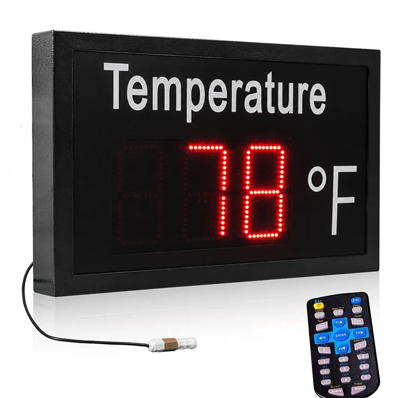 Outdoor LED Thermometer Sign - Fahrenheit Humidity Display, Battery Powered, Waterproof Второстепенное изображение товара