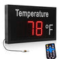 Waterproof outdoor red LED thermometer sign for farm warehouse storefront, Fahrenheit humidity display battery powered