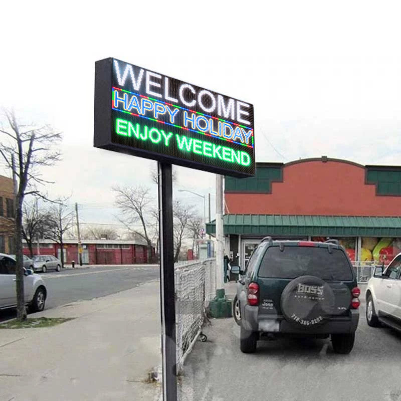 40*15in Outdoor Led Display Screen Custom LED Signs Full Color by LAN WiFi Programming, Double-sided Main image