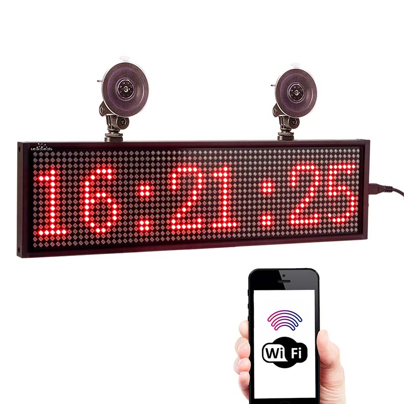 Leadleds Car Window Sign Scrolling Ad Message Display Board WiFi Programmable, Red