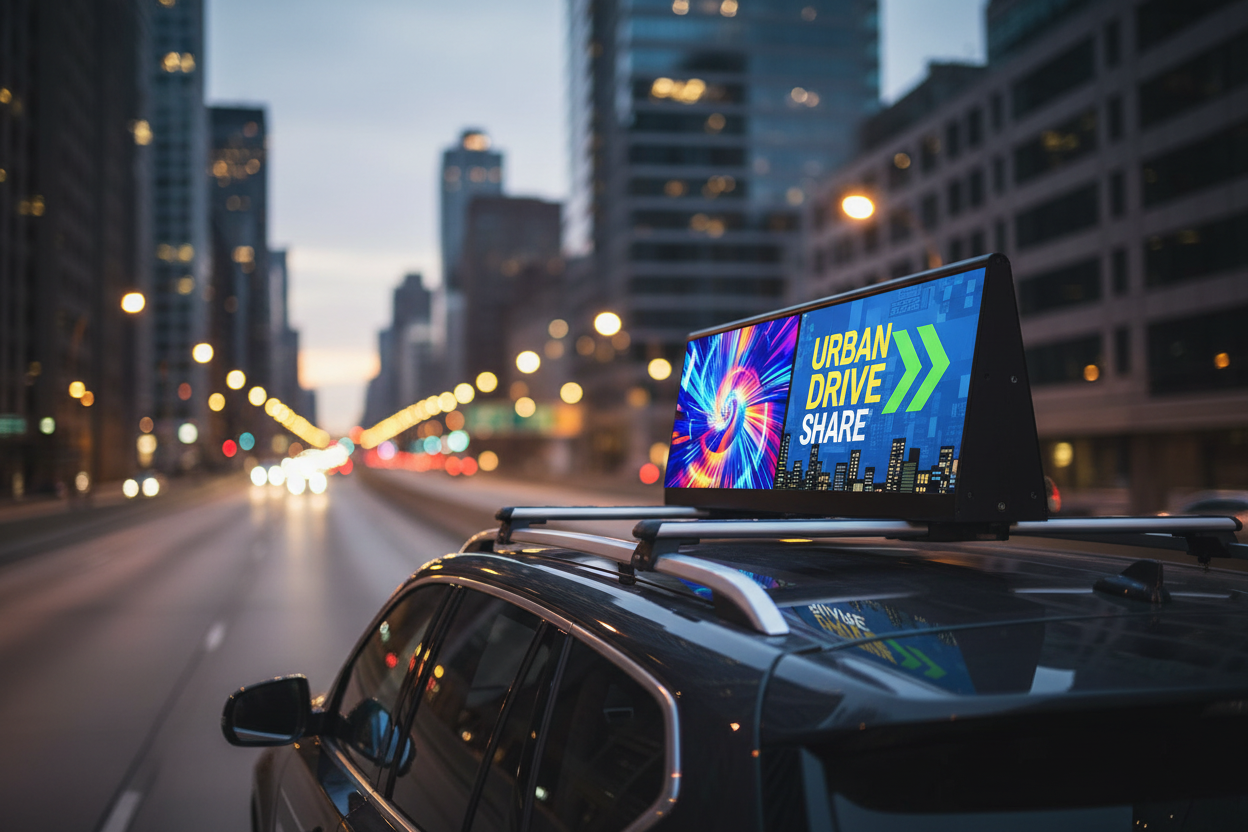 Dual-Sided LED Car Top Display - WiFi Programmable Digital Advertising Sign for Vehicles