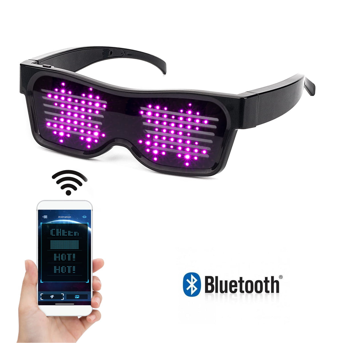 Leadleds Customizable Bluetooth LED Glasses Display Messages, Animation, Drawings for Fun