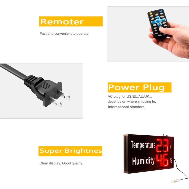 Leadleds Temperature and Humidity Display Industrial Temperature and Humidity Instrument Large