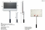 Measurement chart of a digital display with dimensions and specifications.