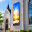 Leadleds 7.87x2.1 ft outdoor P4 full color programmable LED sign installed as a digital church message board displaying service announcements
