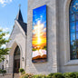 Leadleds 7.87x2.1 ft outdoor P4 full color programmable LED sign installed as a digital church message board displaying service announcements