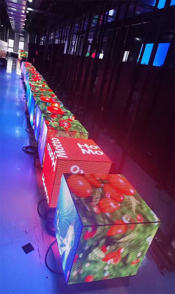 colorful LED cubes with digital displays
